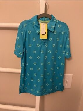 all in motion Turquoise Polo with Lime Paisley Accents